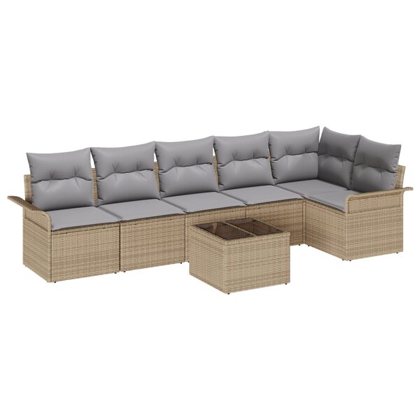 vidaXL Ensemble de canapé de jardin 7 pièces avec coussins Noirs en Rotin Synthétique