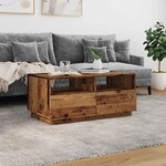 vidaXL Table basse avec lumières LED vieux bois 90x49x40 cm