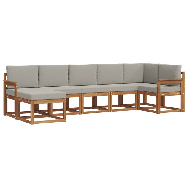 vidaXL Ensemble de canapés d'extérieur 7 pc Gris Naturel et Clair
