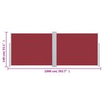 vidaXL Auvent latéral rétractable Rouge 140 x 1000 cm