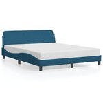 vidaXL Cadre de lit et tête de lit sans matelas bleu 160x200cm velours