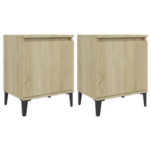 vidaXL Tables de chevet avec pieds en métal chêne sonoma 40x30x50 cm