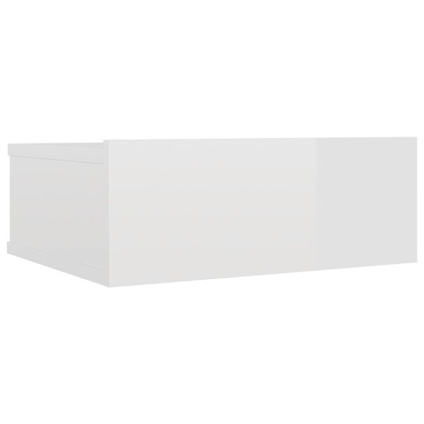 vidaXL Table de chevet flottante Blanc brillant Bois d'ingénierie