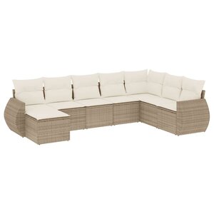 vidaXL Salon de jardin avec coussins 8 Pièces beige résine tressée