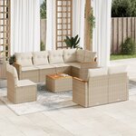 vidaXL Salon de jardin avec coussins 9 Pièces beige résine tressée