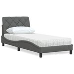 vidaXL Lit avec matelas gris foncé 90x190 cm tissu