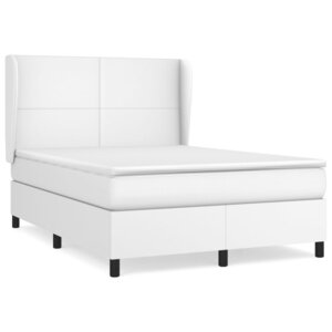 vidaXL Sommier à lattes de lit avec matelas Blanc 140x200cm Similicuir