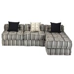 vidaXL Pouf modulaire à 3 places Gris rayé Tissu