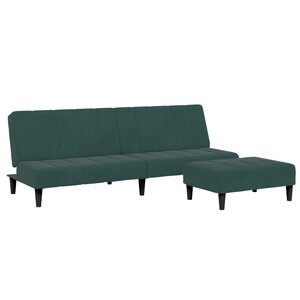 vidaXL Canapé-lit à 2 places avec repose-pied vert foncé velours