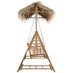 vidaXL Balancelle 2 places feuilles de palmier et coussin 202cm Bambou