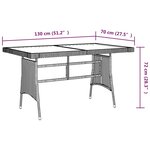 vidaXL Table de jardin Noir 130x70x72 cm Résine tressée et acacia