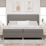 vidaXL Lit à ressorts avec matelas Taupe 140 x 200 cm tissu