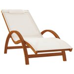 vidaXL Chaise longue avec coussin blanc textilène/bois massif peuplier