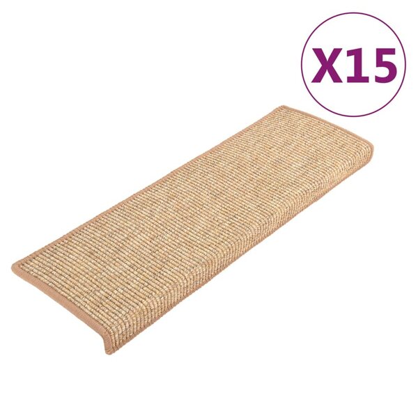 vidaXL Tapis d'escalier auto-adhésifs 15 Pièces Marron clair 65x21x4 cm