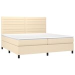 vidaXL Sommier à lattes de lit et matelas et LED Crème 200x200cm Tissu