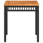 vidaXL Table de jardin noir 38x38x42 cm résine tressée et bois acacia