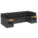 vidaXL Salon de jardin 7 Pièces avec coussins noir résine tressée