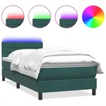 vidaXL Sommier à lattes de lit et matelas et LED vert foncé 80x220 cm velours