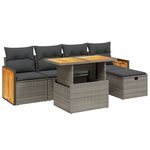 vidaXL Salon de jardin 6 Pièces avec coussins gris résine tressée
