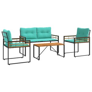 vidaXL Ensemble de meubles d'extérieur avec coussin 4 Pièces Turquoise
