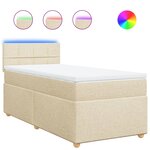 vidaXL Sommier à lattes de lit avec matelas Crème 90x200 cm Tissu