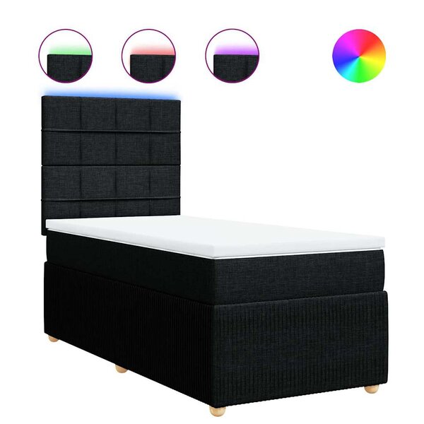 vidaXL Sommier à lattes de lit avec matelas Noir 100x200 cm Tissu