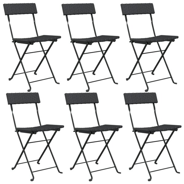 vidaXL Chaises de bistrot pliantes lot de 6 Noir Résine tressée acier