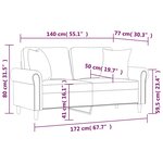 vidaXL Canapé 2 places avec oreillers vert foncé 140 cm velours