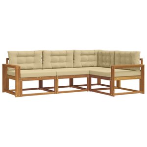 vidaXL Ensemble de canapés d'extérieur 4 pc Naturel et Beige