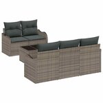 vidaXL Ensemble de canapé de jardin 6 Pièces Gris Poly rotin