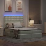 vidaXL Lit de rangement LED avec matelas Gris clair 140 x 190 cm