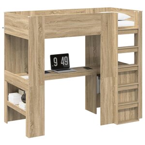 vidaXL Cadre de lit superposé avec bureau Chêne Sonoma 90 x 190 cm