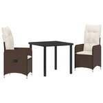 vidaXL Ensemble de salle à manger pour jardin 3 Pièces Marron polyrotin