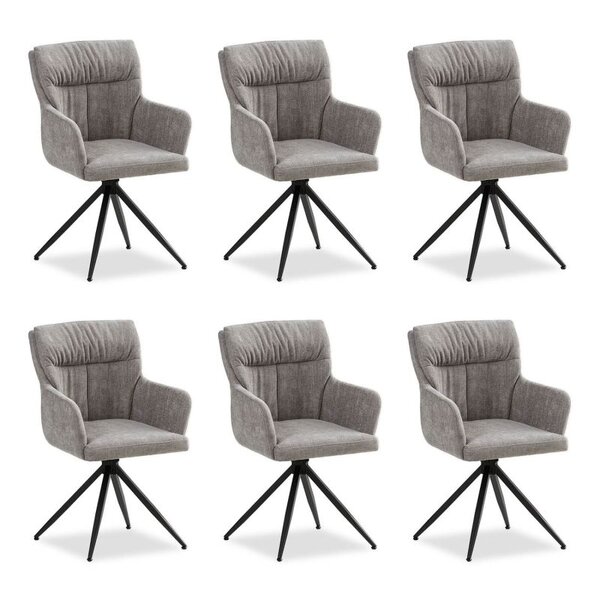 Lot 6 chaises oeuf modernes lin gris