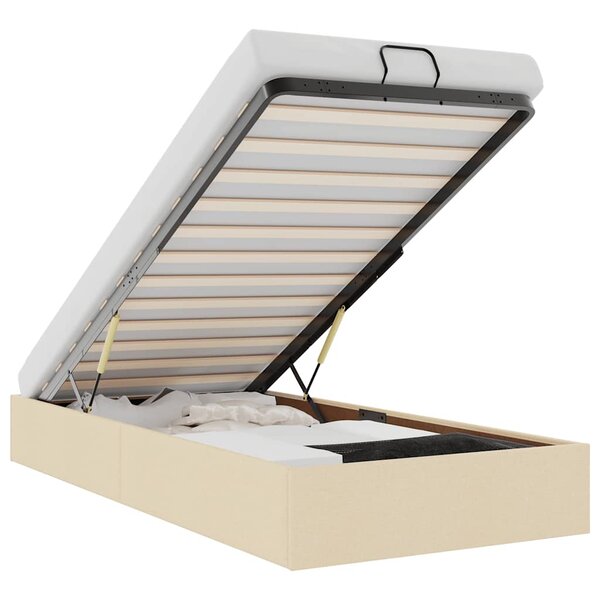 vidaXL Cadre de lit ottoman sans matelas crème 100x200 cm tissu