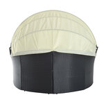 Lit canapé de jardin modulable grand confort pare-soleil pliable intégré 4 coussins 3 oreillers 171L x 180l x 155H cm métal résine tressée polyester noir beige
