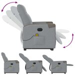 vidaXL Fauteuil inclinable de massage électrique Gris clair Tissu
