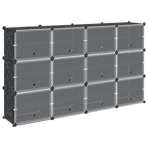 vidaXL Cubes de rangement 12 Pièces avec portes noir PP