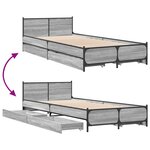 vidaXL Cadre de lit avec tiroirs sans matelas sonoma gris 100x200 cm