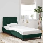 vidaXL Cadre de lit avec LED sans matelas Hanko vert foncé 90x200 cm velours