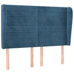 vidaXL Tête de lit avec oreilles Bleu foncé 147x23x118/128 cm Velours
