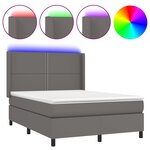vidaXL Sommier à lattes de lit matelas LED Gris 140x200 cm Similicuir