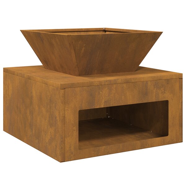 vidaXL Brasero 50 x 50 x 40 cm en acier corten