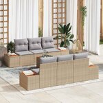 vidaXL Ensemble de canapé de jardin 7 Pièces Beige Poly rotin