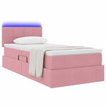 vidaXL Lit de rangement LED avec matelas Rose 90 x 190 cm Velours