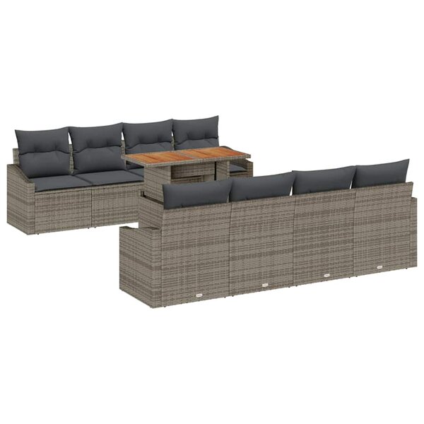 vidaXL Ensemble de salle à manger pour jardin 9 Pièces Gris et marron