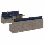 vidaXL Ensemble de canapé de jardin avec coussin 8 Pièces Gris polyrotin
