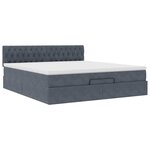 VidaXL Cadre de lit ottoman avec matelas gris foncé 180x200 cm velours