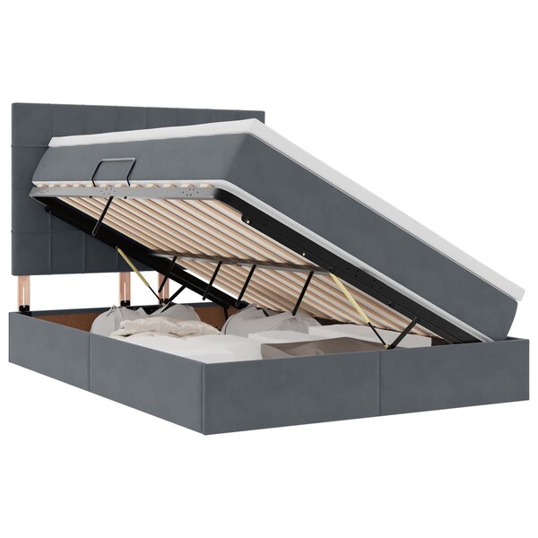 vidaXL Lit avec rangement et matelas Gris foncé 140 x 200 cm Velours