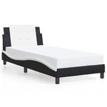 vidaXL Cadre de lit sans matelas Zadar noir et blanc 90x200 cm similicuir